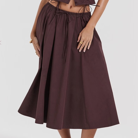 House of CB Cora gathered full midi skirt Ladies size large Rich brown - Picture 1 of 11